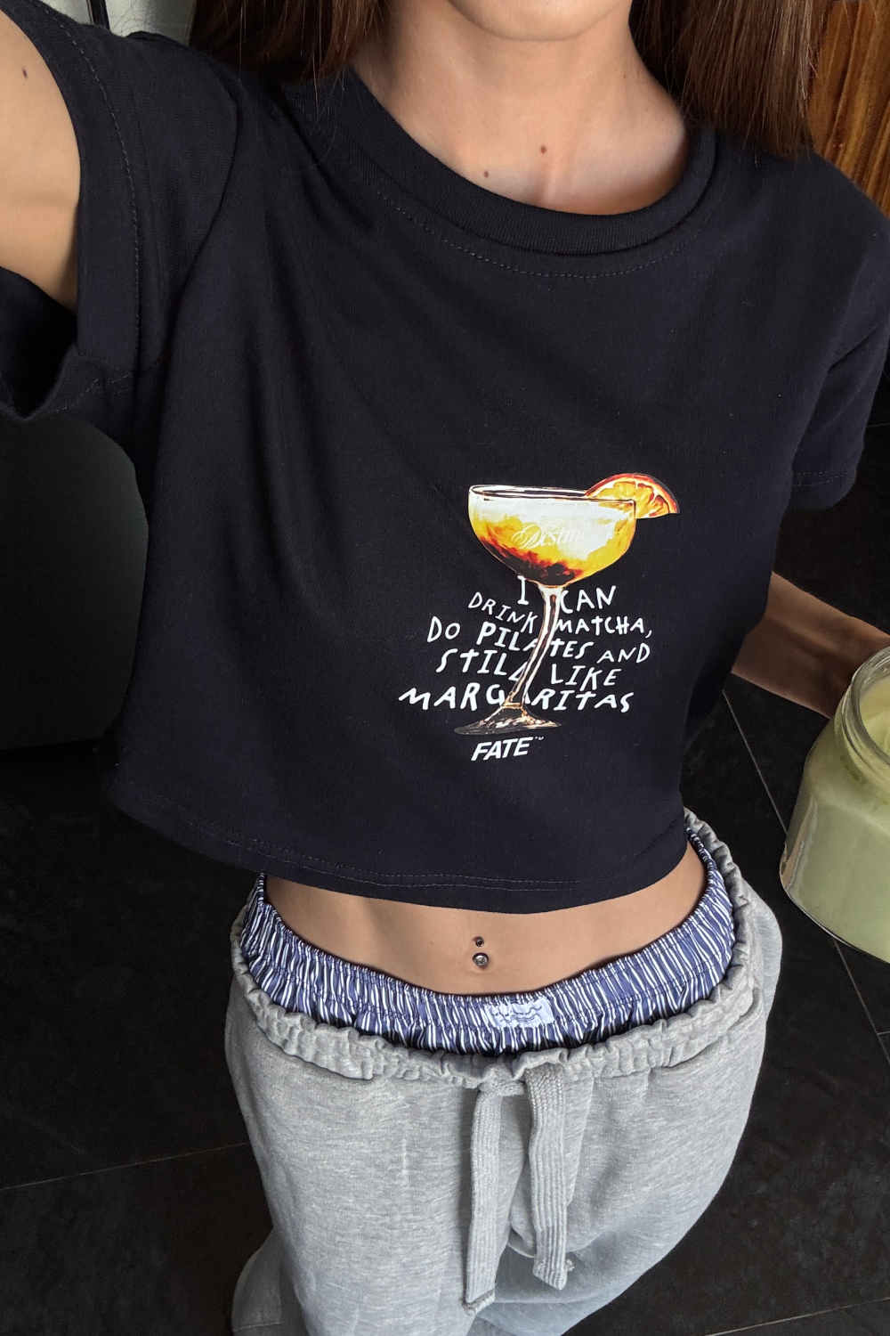 Matcha Baby Tee Blue Navy