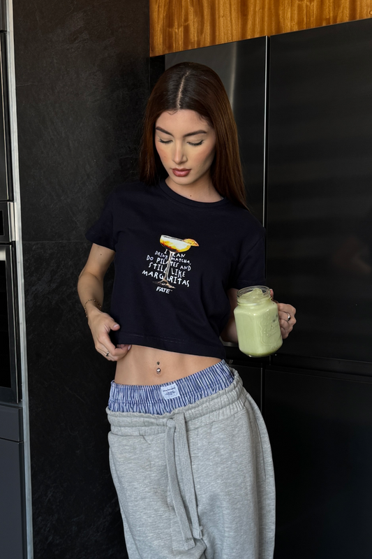 Matcha Baby Tee Blue Navy