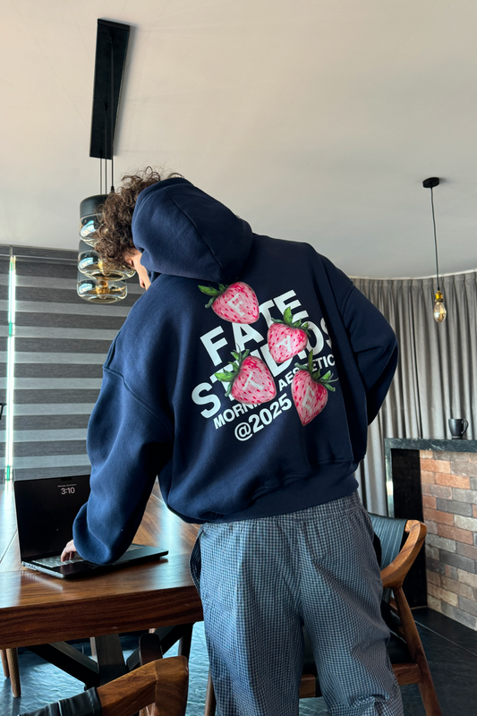 Strawberry Hoodie Blue Navy